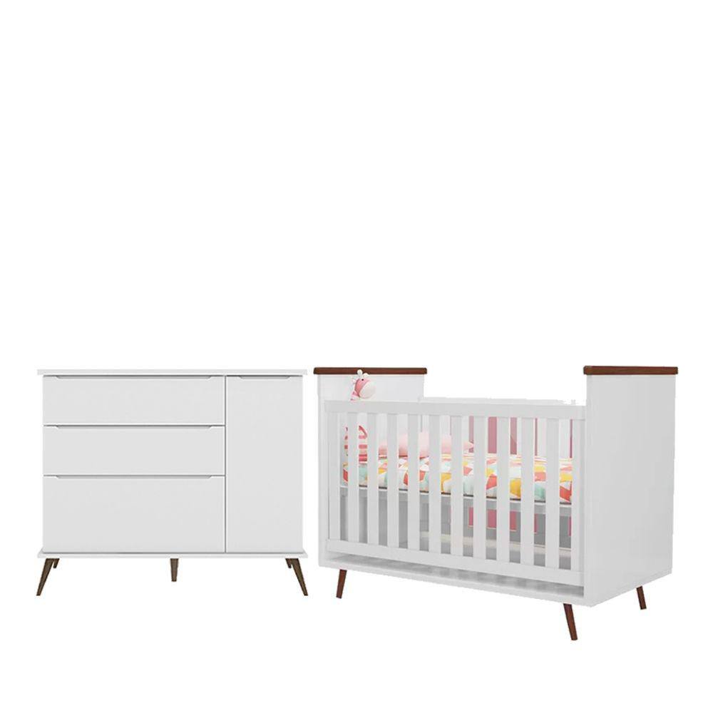 Quarto de Bebê Melinda Phoenix Baby + Berço Wood Branco