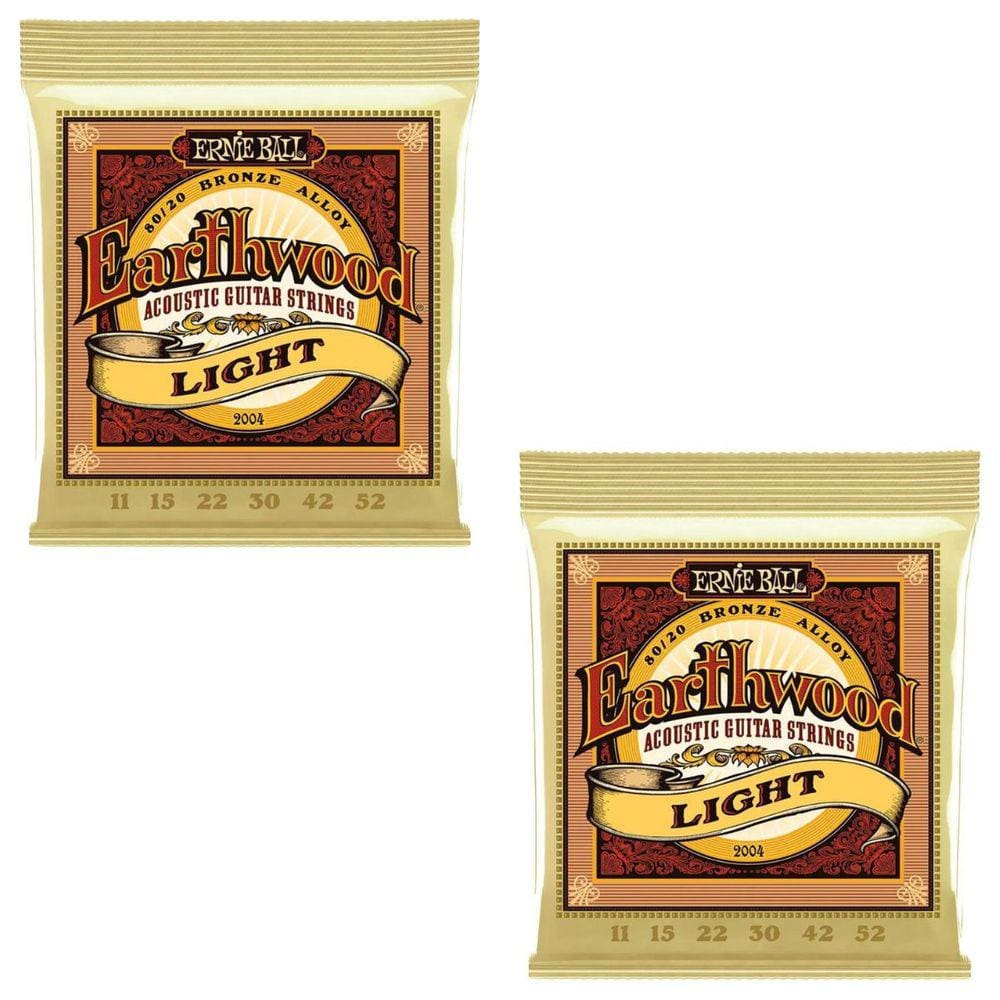 Kit 2 Encordoamento Violão Aço 011 Ernie Ball Earthwood Tensão Leve