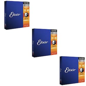 Kit 3 Encordoamento Guitarra 010 Elixir Nanoweb Light 12052 Made in USA
