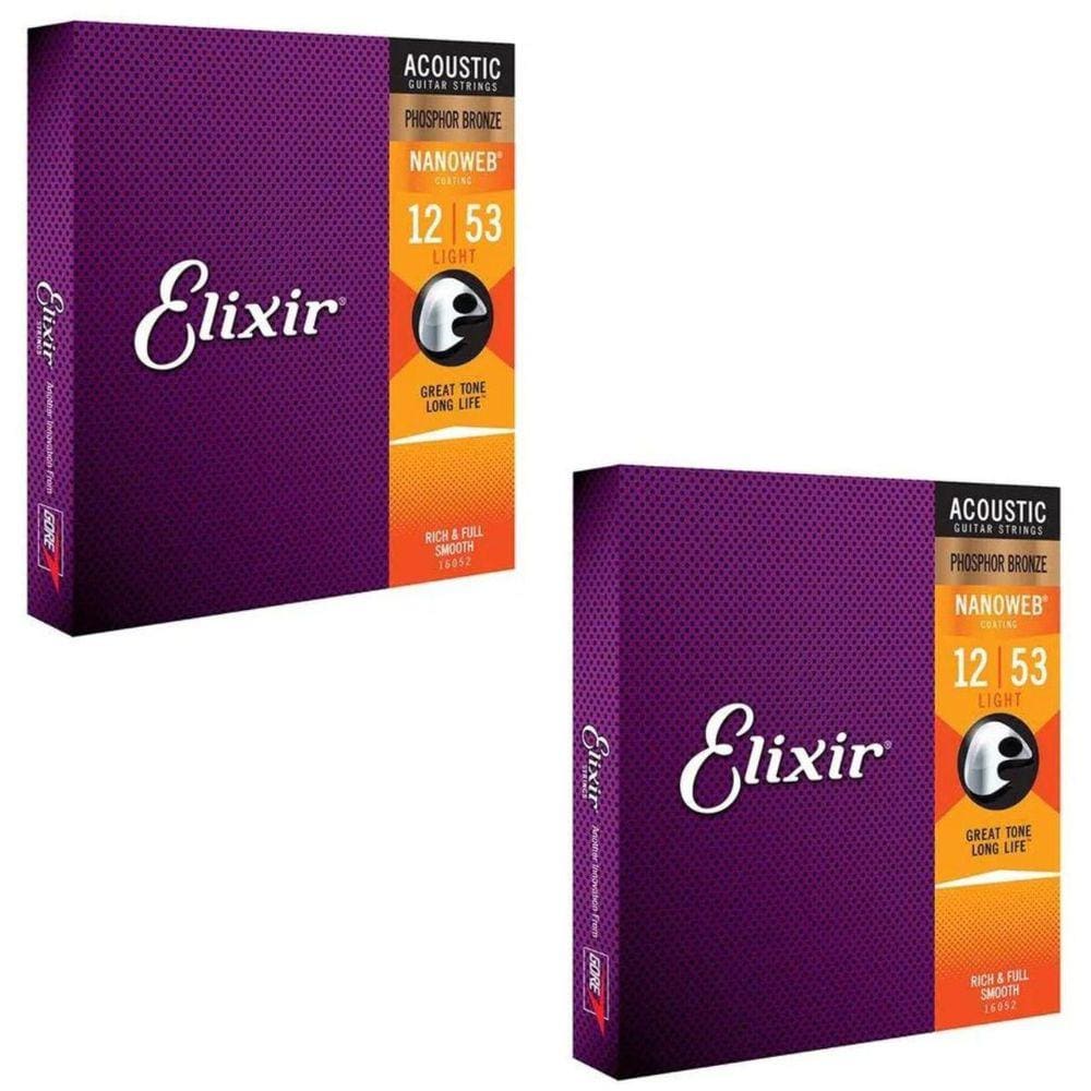 Kit 2 Encordoamento Violão Aço 012 Elixir Phosphor Bronze 16052  Made In Usa