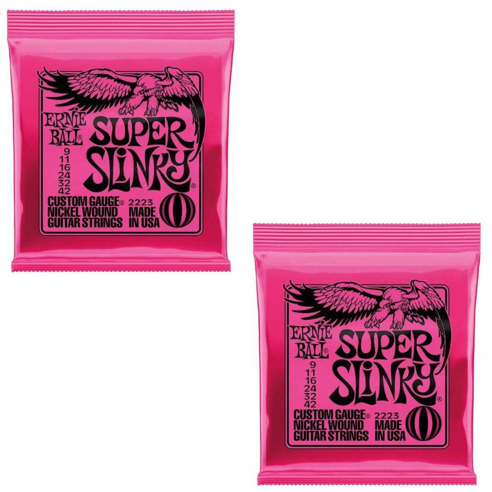 Kit 2 Encordoamento Guitarra 009 Ernie Ball Super Slinky Níquel
