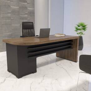 Mesa para Escritório 4 Gavetas Tamburato Artany Charuto/Preto