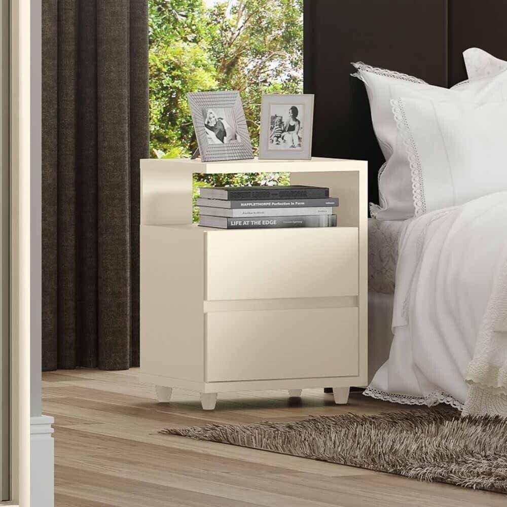 Mesa de Cabeceira 2 Gavetas Lacy Henn Off White