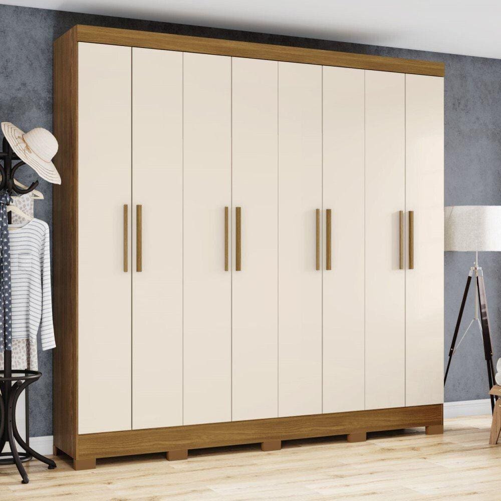 Guarda Roupa Casal 8 Portas 4 Gavetas Toscano Briz Marrom/Off White
