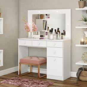Penteadeira Camarim 1 Porta 4 Gavetas Charme Henn Branco HP