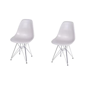 Kit 2 Cadeiras Base Cromada Dkr OR Design Cinza/Cromado