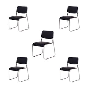 Kit 5 Cadeiras para Escritório Fixa Interlocutor Cromada Dubai OR Design Preto