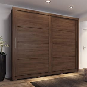 Guarda Roupa Casal 2 Portas Deslizantes 4 Gavetas Parma Henn Castanho HP
