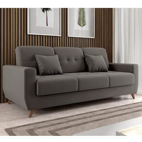 Sofá Cama 3 Lugares com Baú Pâmarroma Matrix Cinza