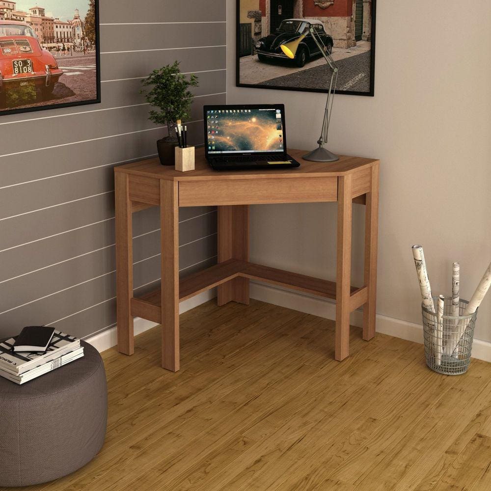 Mesa de Canto para Escritório 1 Gaveta ME4172 Espresso Móveis Amendoa