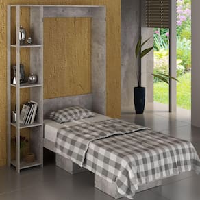 Cama Articulada Solteiro 4 Prateleiras 2 Nichos 128,5x193cm CM8013 Tecno Mobili Concreto