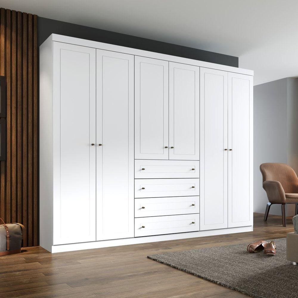 Guarda Roupa Casal 6 Portas 4 Gavetas Mississipi Henn Branco HP