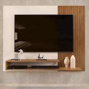 Rack Suspenso para TV até 60 Polegadas 2 Prateleiras Nando DJ Móveis Freijó/Off White