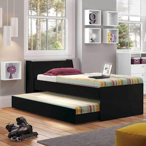 Bicama Solteiro Diamond Ditália Móveis Preto