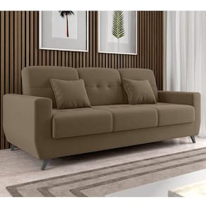 Sofá Cama 3 Lugares com Baú Pâmarroma Matrix Marrom Claro