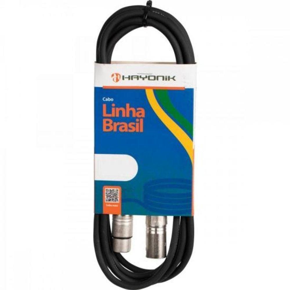 Cabo Para Microfone Linha Brasil Xlr(F) X Xlr(M) 1M Preto Ha