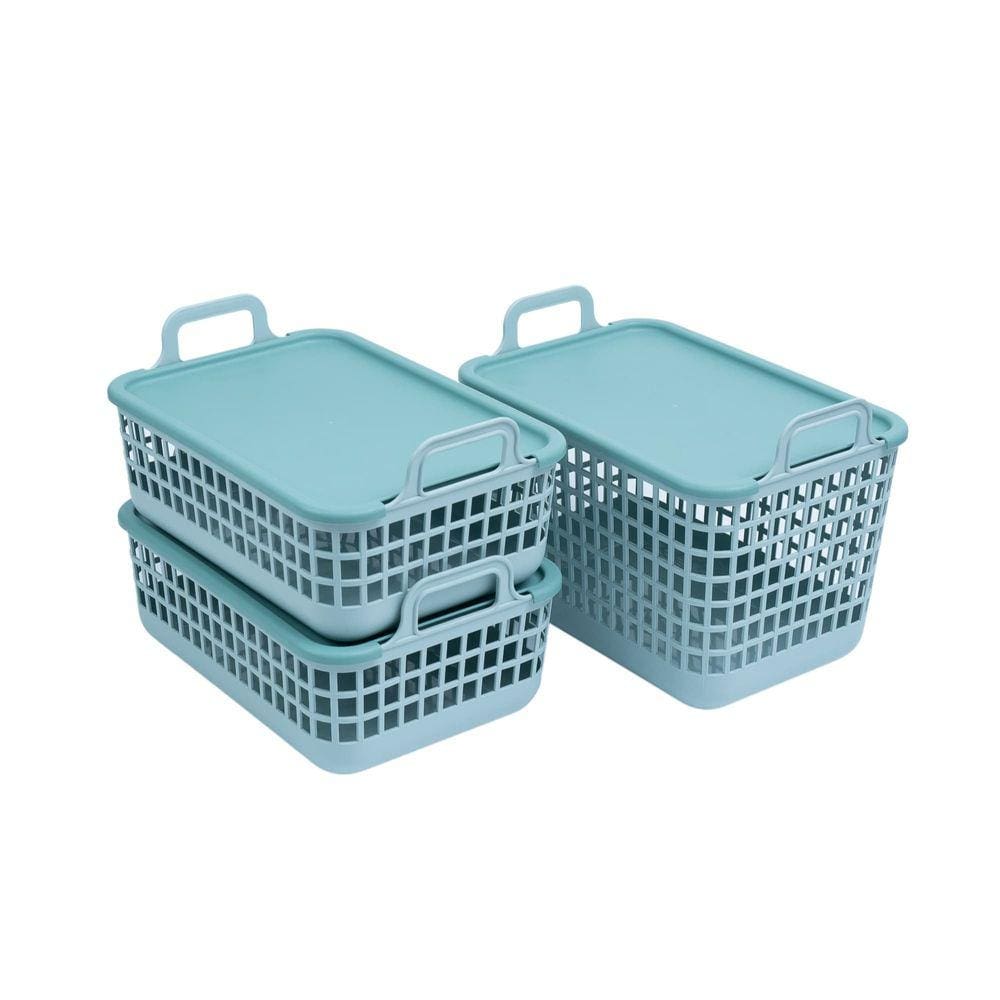 Kit 3 cestos telados c/ tampa de plástico 2p/1m verde– Oikos