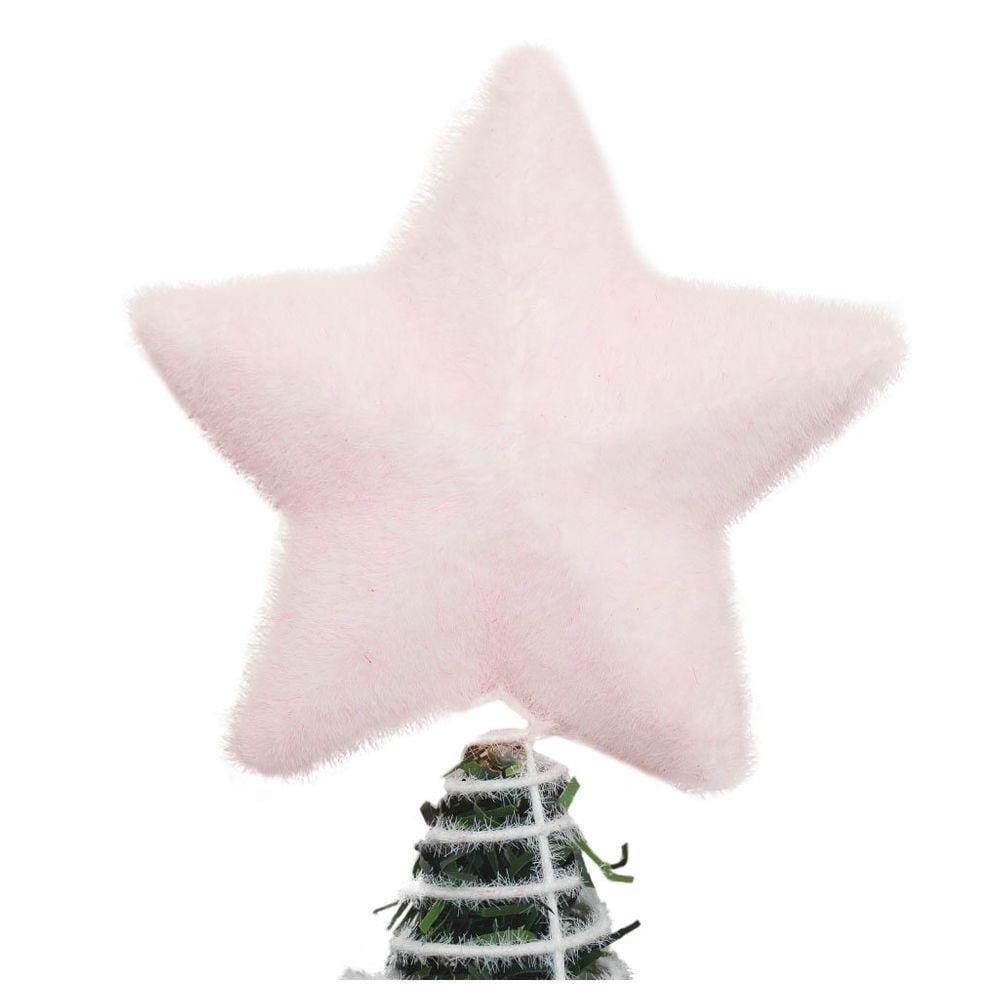 Ponteira De Árvore Natal Estrela Rosa 12cm