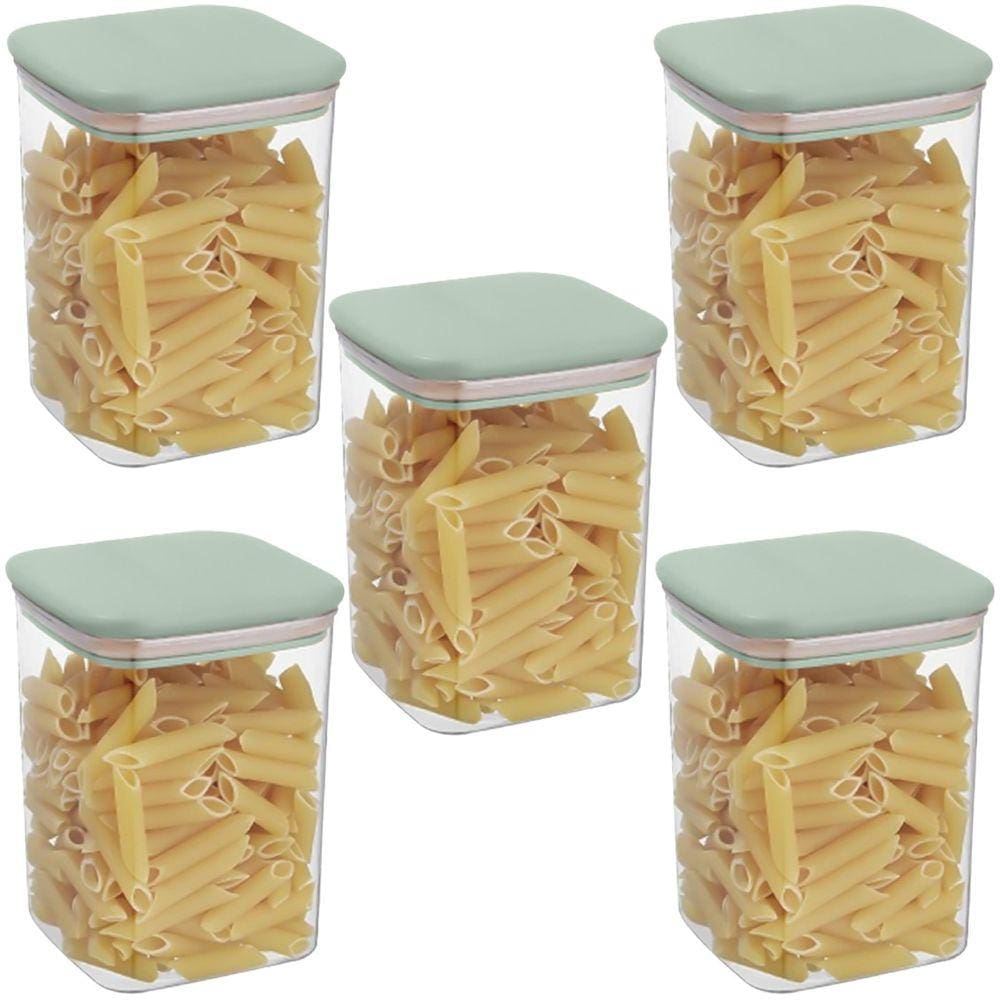 Jogo 5 Potes Hermetico Acrilico P/ Mantimentos Cozinha 900ml