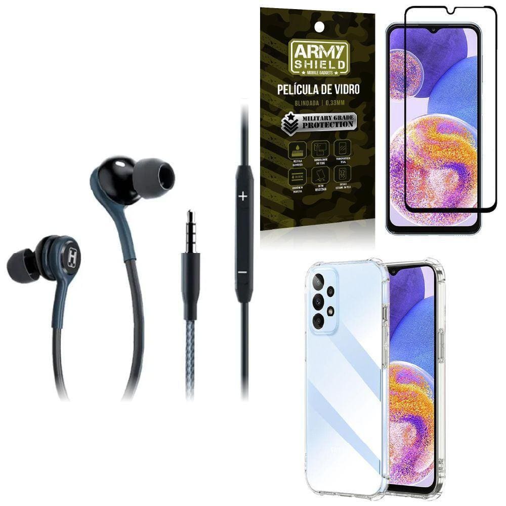 Capinha Samsung A23 4G + Fone Ouvido Extreme + Película 3D