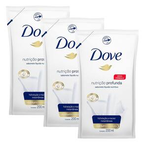 Kit 3 Sabonete Líquido Dove Hidratação Profunda Refil 200ml