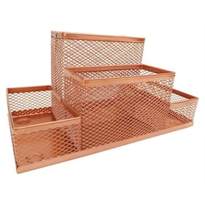 Kit Organizador Rose Gold Com 4 Partes Para Escritório