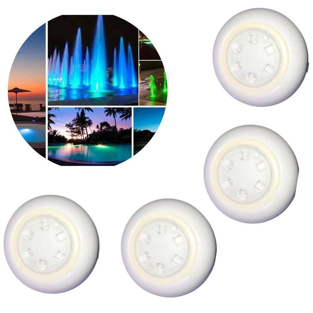 Kit 4 Luminárias Luzes Coloridas Rgb 6 Leds 9W 12V Redondas