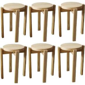 Kit 6 Banqueta Média Empilhavel Hardman Madeira Natural