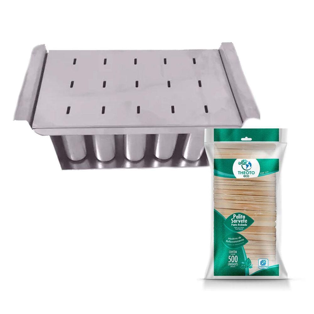 Forma De Alumínio 15 Cav + 500 Palitos Para Picolé