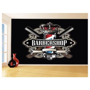 Papel De Parede 3D Barbearia Barber Shop Logo 3,5M Brb42