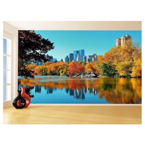 Papel De Parede 3D Paisagem Lago Ponte Parque 3,5M Nlk154