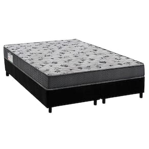 Cama Box Queen: Colchão Espuma Ortobom D33/EP Fort Tech ISO 100 + Base CRC Suede Black(158x198)