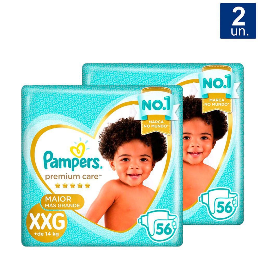 Kit 2X Fralda Pampers Premium Care Tamanho XXG Pacote Hiper 56 Fraldas De