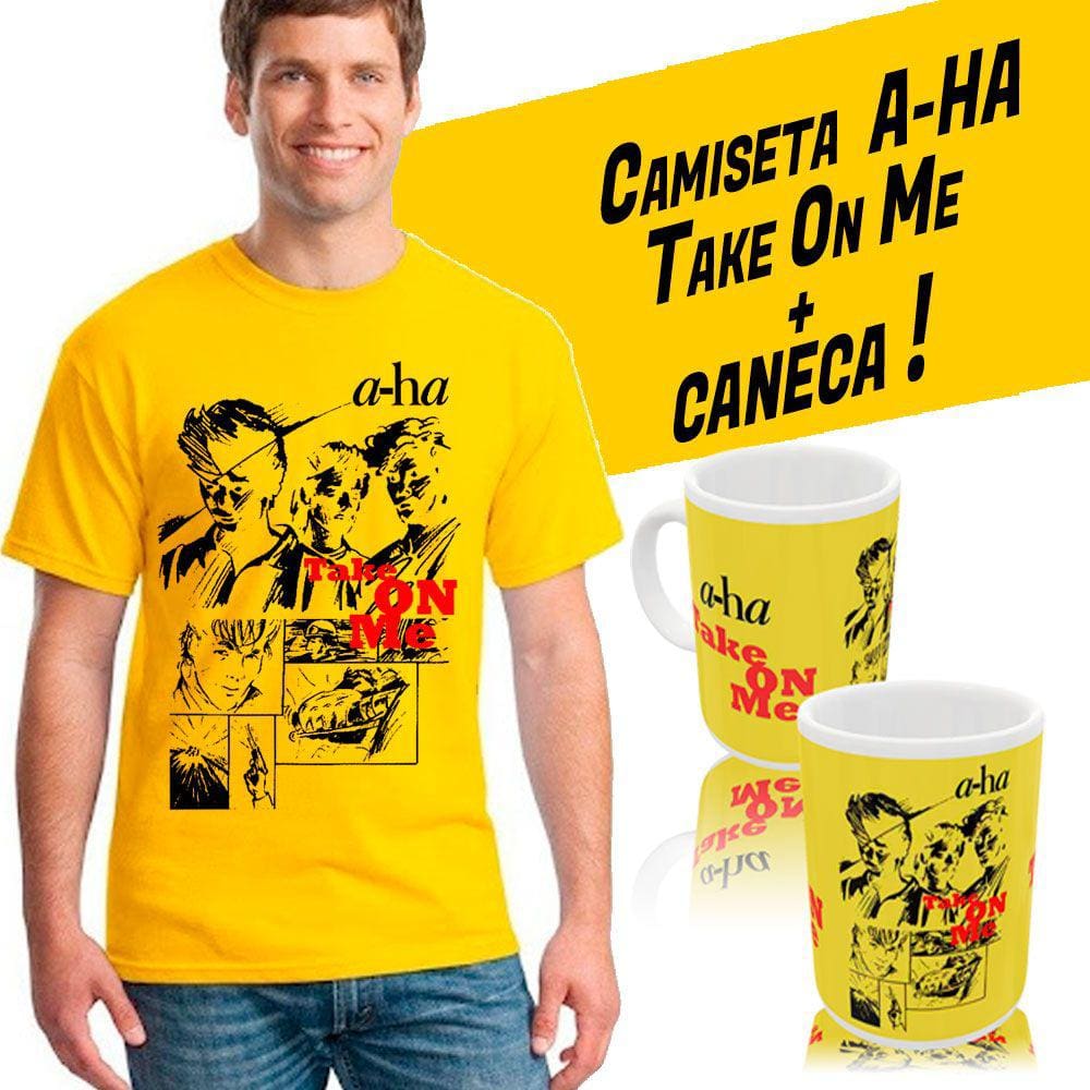 Camiseta Banda A-HA rock, pop, new wave anos 80 + caneca, estampa exclusiva, unissex