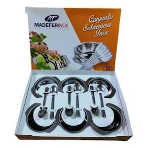 Conjunto Sobremesa 12 Peças Jogo Potes Colher Inox Cozinha