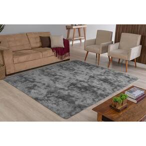 Tapete Para Sala E Quarto 2,40M Cinza Peludo Antiderrapante