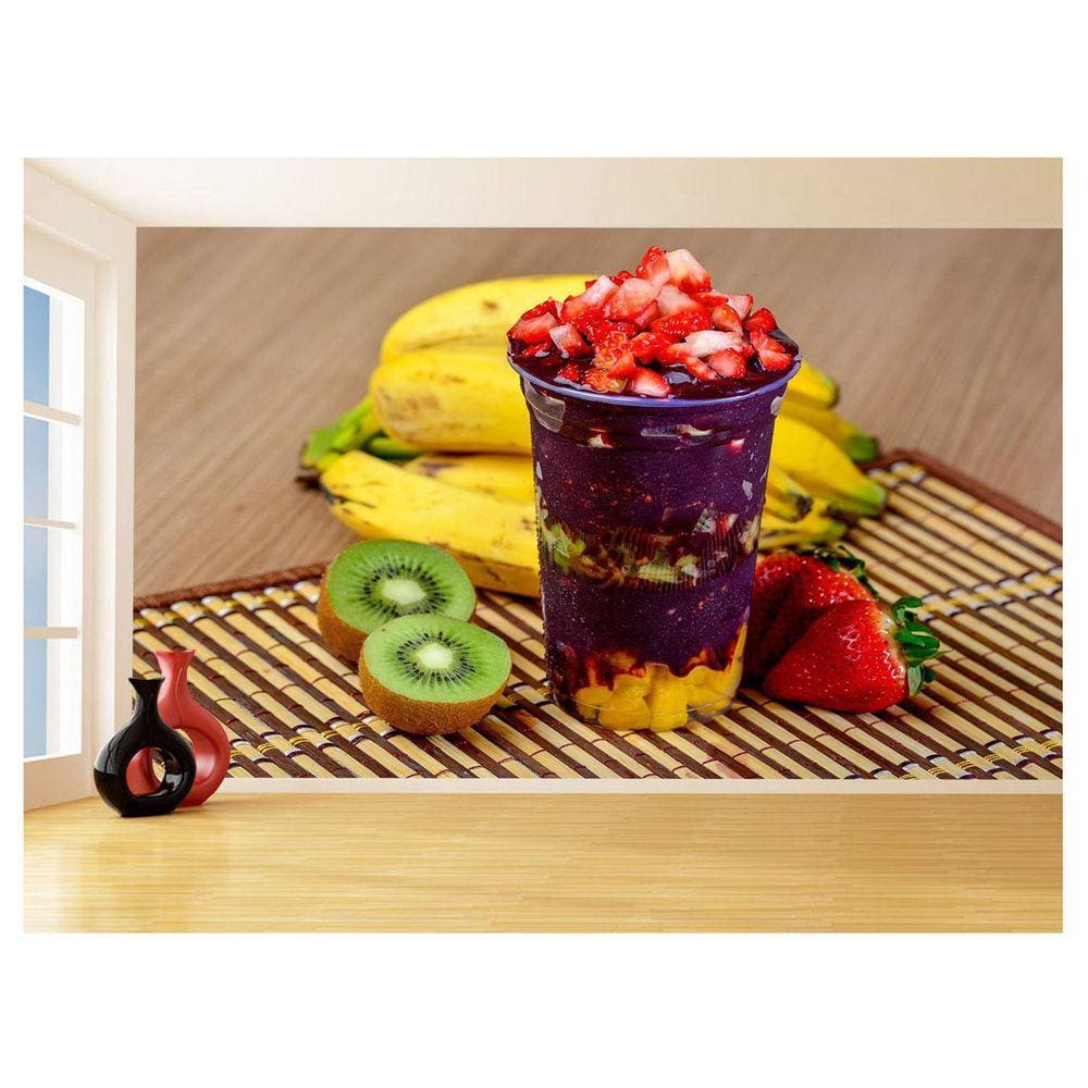 Papel De Parede 3D Alimentos Açai No Copo Frutas 3,5M Al445