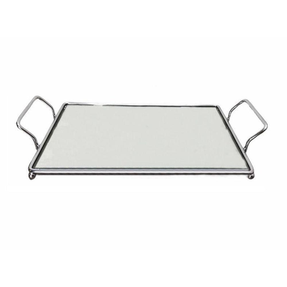 Bandeja Espelho Decorativa Aço Inox Prata Duler