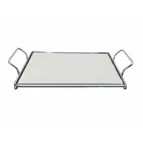 Bandeja Espelho Decorativa Aço Inox Prata Duler