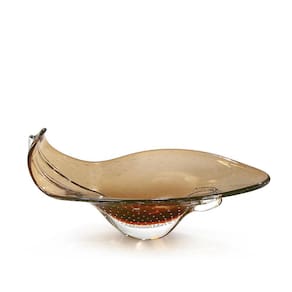 Centro De Mesa Cristal Murano Marrom São Marcos 26x56x31cm