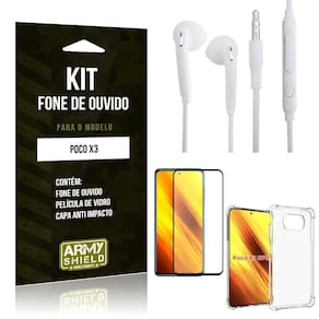 Capinha Poco X3 + Fone De Ouvido P2 + Película 3D