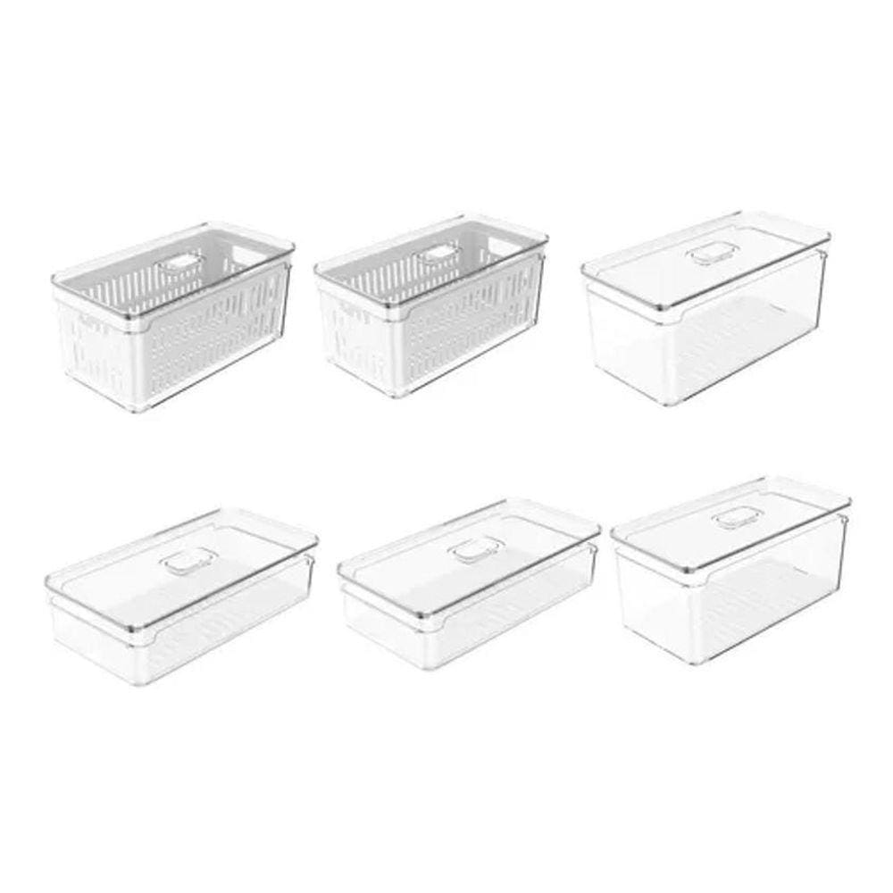 Kit 6 Organizadores De Geladeira Fresh Transparentes Clear