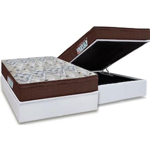 Cama Box Baú Casal: Colchão Ortopédico Ortobom D45 / EP ISO 150 Mega Firme + Base CRC Courano White(138x188)