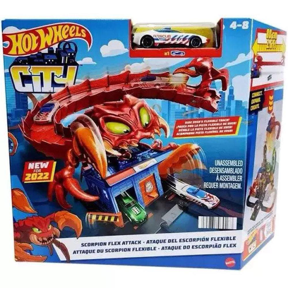 Pista hot wheels city track ataque de triceratops dinossauro