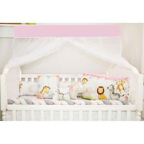 Kit Berço Feminino 10 Peças Americano Safari Rosa Completo