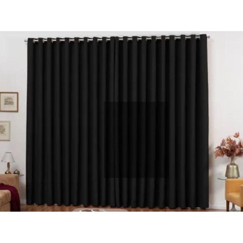 Cortina Lisboa Blackout 6 Metros Modelo Novo Preto Sala