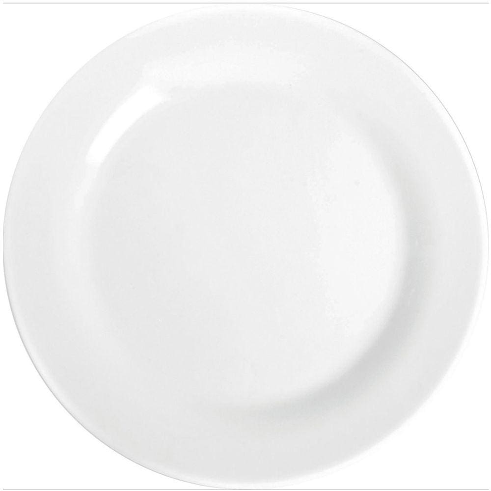 Prato Raso 24cm Opaline Menu Nadir Figueiredo em Vidro Temperado Branco