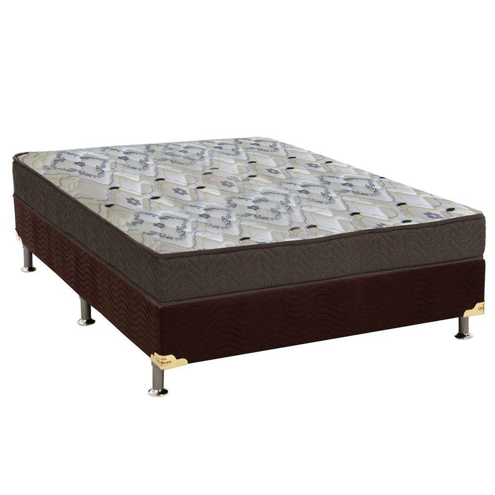Cama Box Casal: Colchão Ortopédico Ortobom D45/EP Fort Tech ISO 150 + Base CRC Suede Brown(138x188)