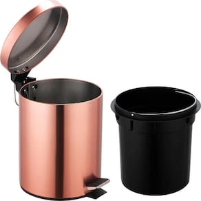 Lixeira Rose Gold 5L Banheiro Cozinha Cesto Lixo Inox Pedal