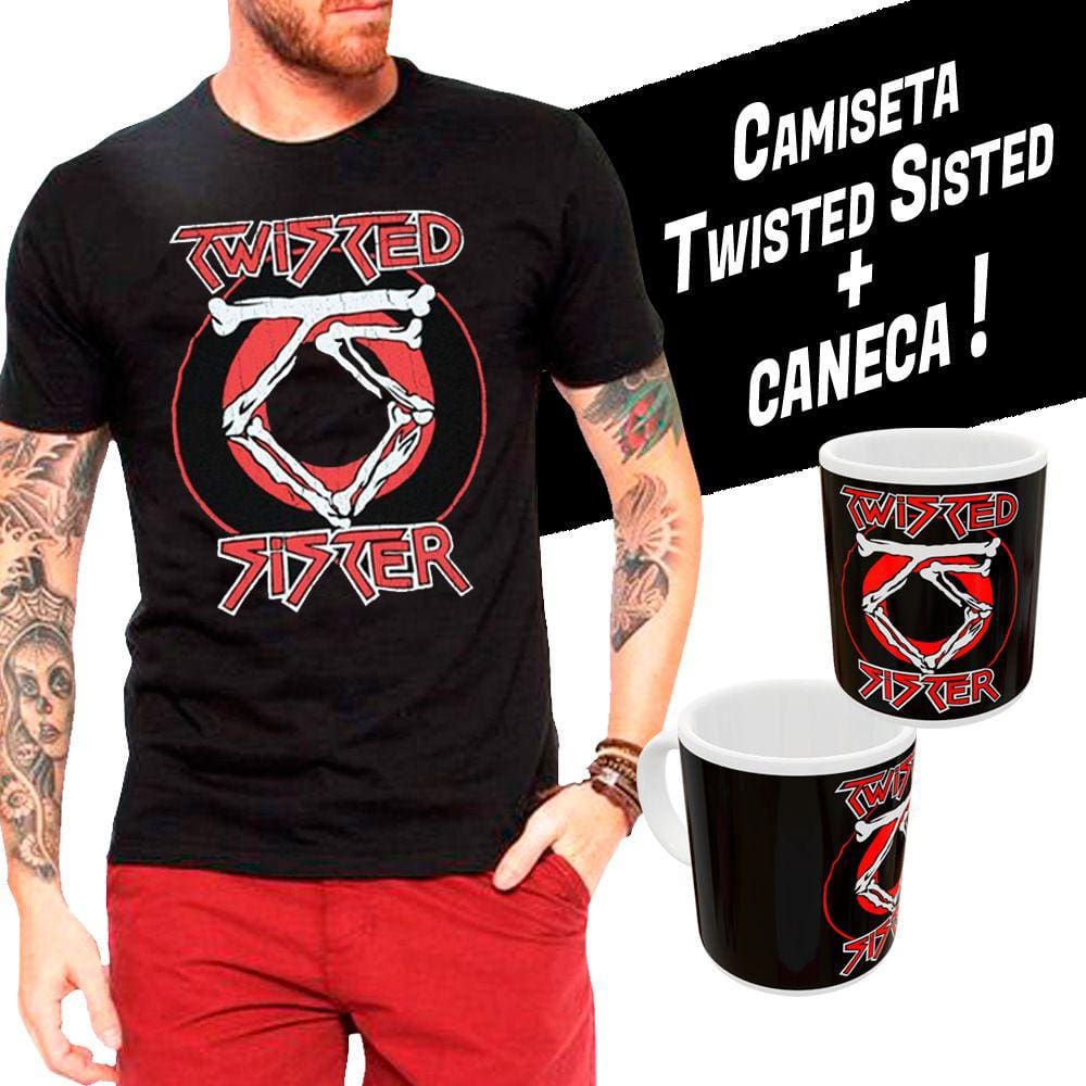 Camiseta camisa BANDA Twisted Syster rock clássico anos 80 + CANECA